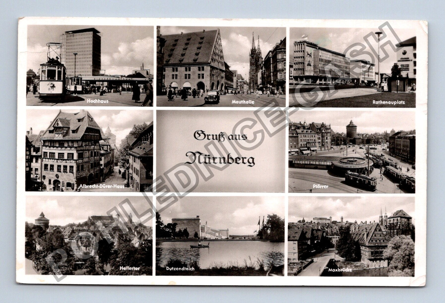 Pohlednice Německo Norimberk koláž motivů 1955 (M38327)