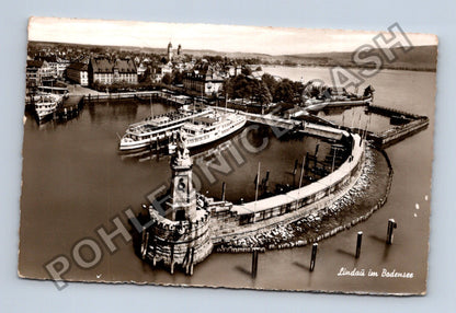 Pohlednice Lindau im Bodensee přístav maják loď (M38336)