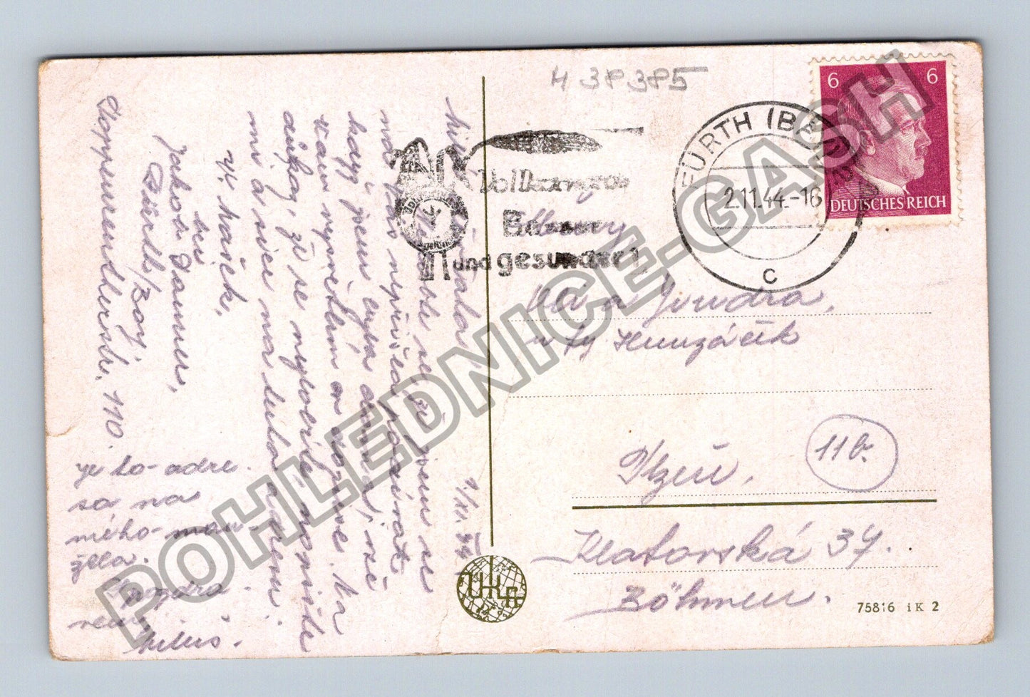 Pohlednice Německo Furth im Wald krajina s vodou 1944 (M38385)