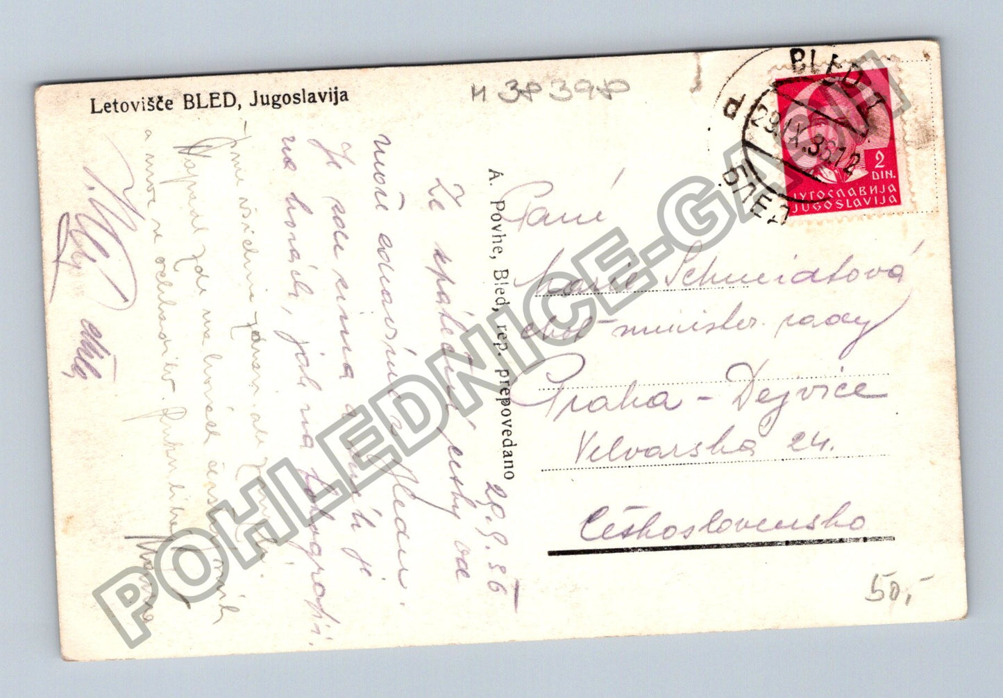 Pohlednice Jugoslavija Bled jezero hrad 1956 (M38398)