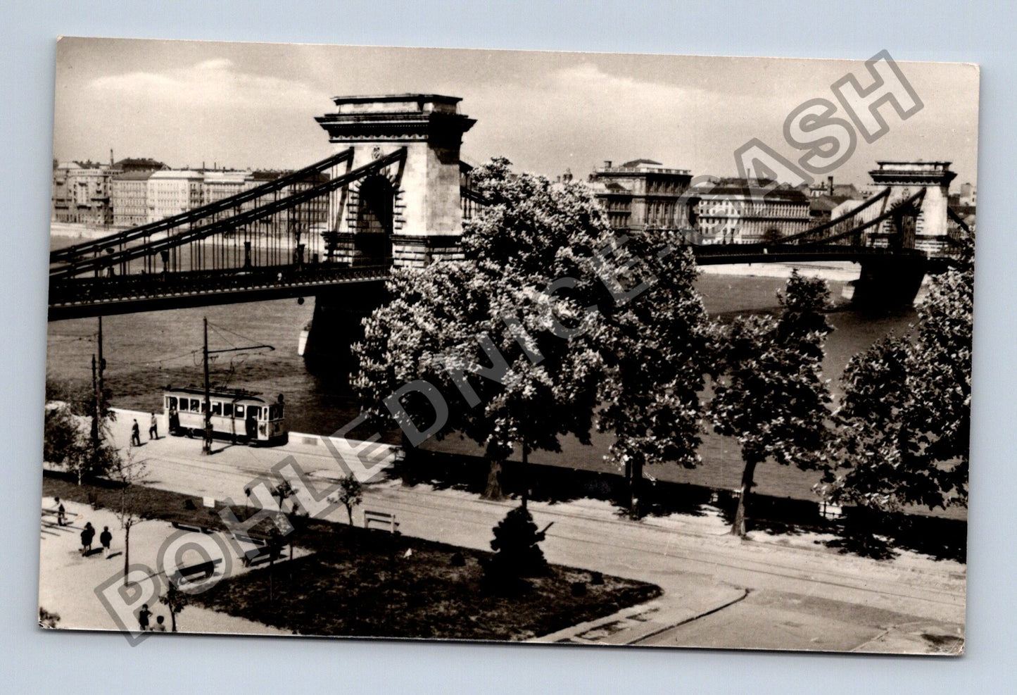 Pohlednice Maďarsko Budapešť Lánchíd most tramvaj 1960 (M38411)