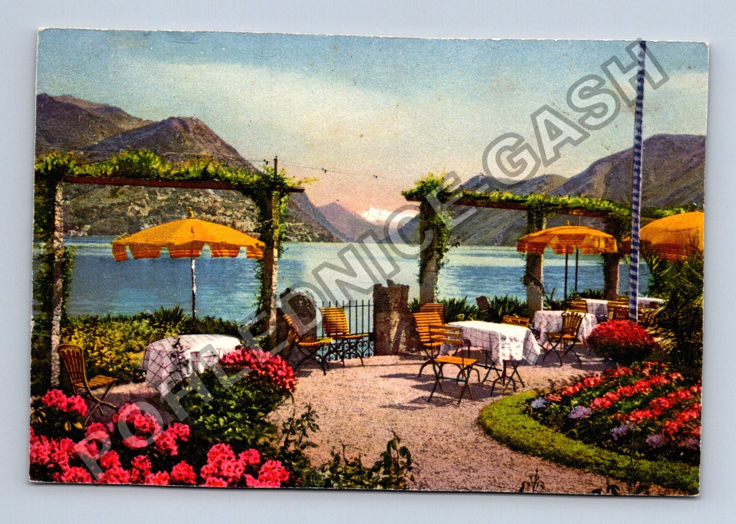 Pohlednice Švýcarsko Lugano jezero kavárna 1935 (M38425)