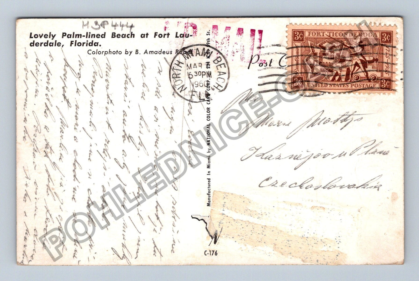 Pohlednice USA Fort Lauderdale pláž s palmami a auty 1965 (M38444)