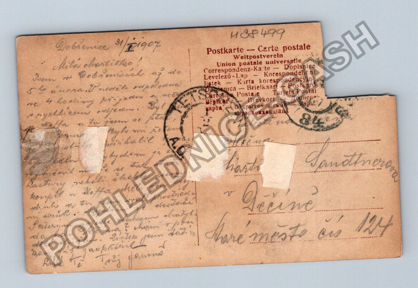 Pohlednice Dobřichovice dvě dívky s knihou 1907 (M38499)