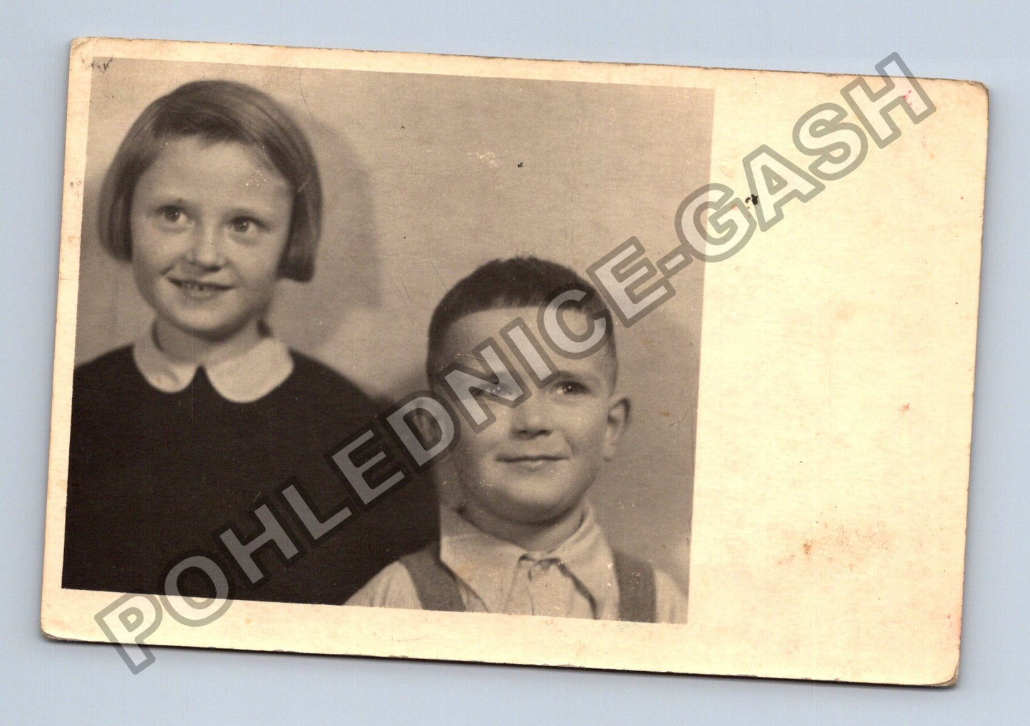Stará fotografie Vánoce 1943 chlapec a dívka (M38539)