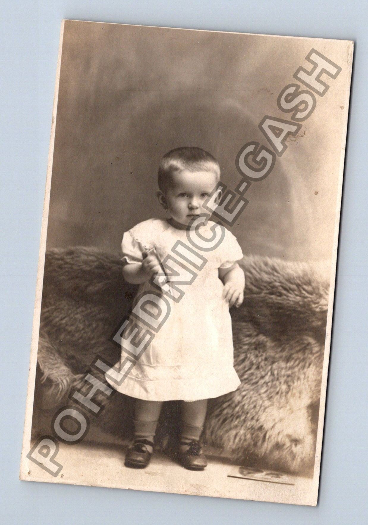 Stará fotografie Dítě v ateliéru na kožešině (M38574)