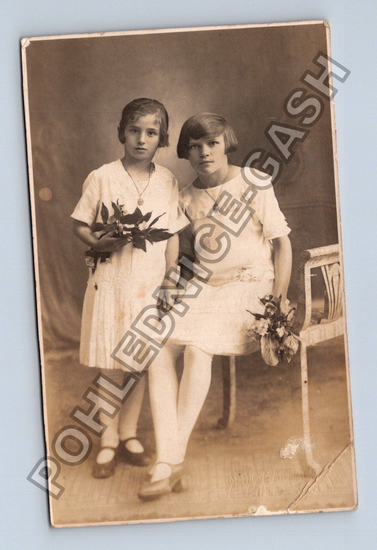 Dvě dívky s květinami ateliérová fotografie (M38595)