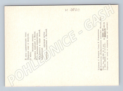 Pohlednice losice s mládětem v lese (M3860)