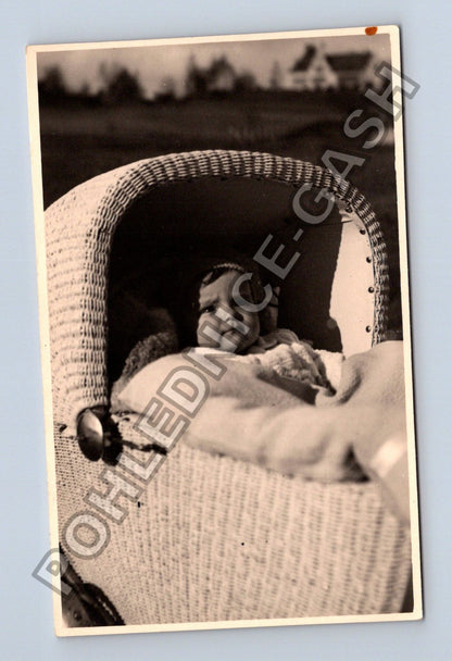 Stará fotografie Vivaterbanice dítě v kočárku 1947 (M38609)