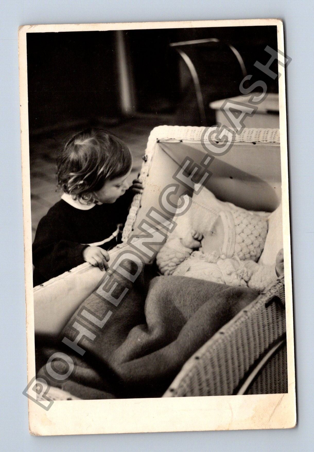 Stará fotografie Dítě v proutěném kočárku 1956 (M38641)
