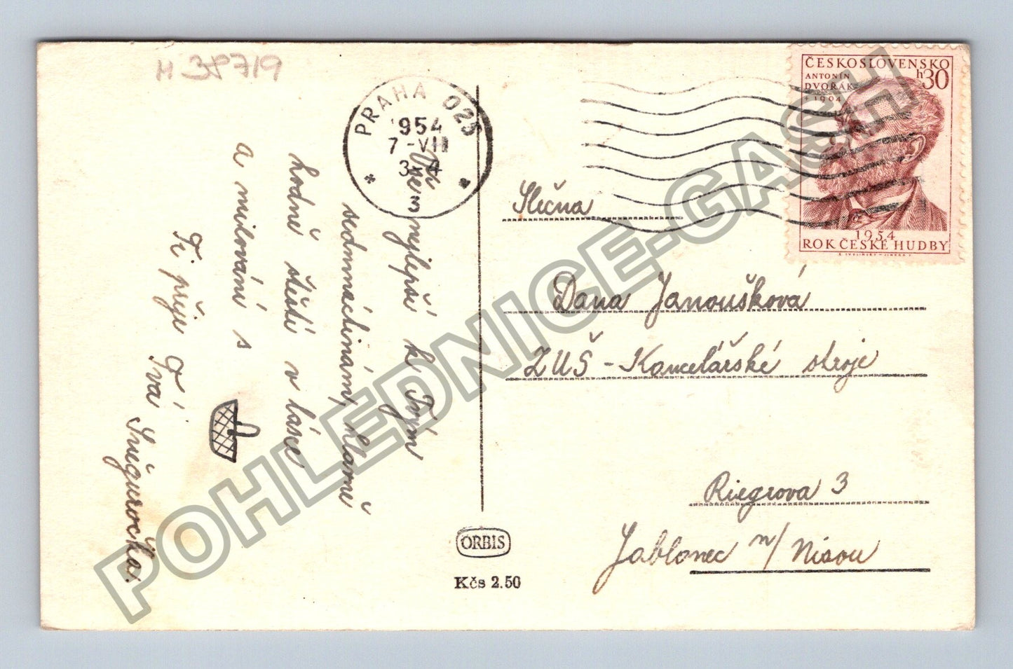 Pohlednice Kytice květin Praha 1954 (M38719)