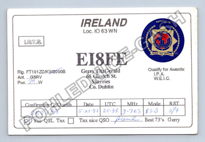 Starý Irsko QSL lístek Gerry FitzGerald Skerries (M38720)