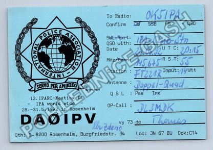 Starý Německo QSL lístek radioamatérská stanice 1992 (M38721)