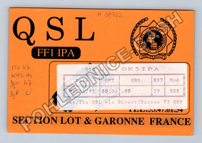 Starý Francie QSL karta radioamatér FF1 IPA 1991 (M38722)