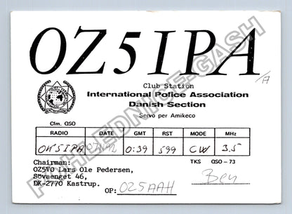 Starý Dánsko QSL lístek radioamatérská stanice OZ5IPA (M38724)