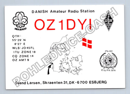 Starý Dánsko QSL karta radioamatérská stanice OZ1DYI (M38727)