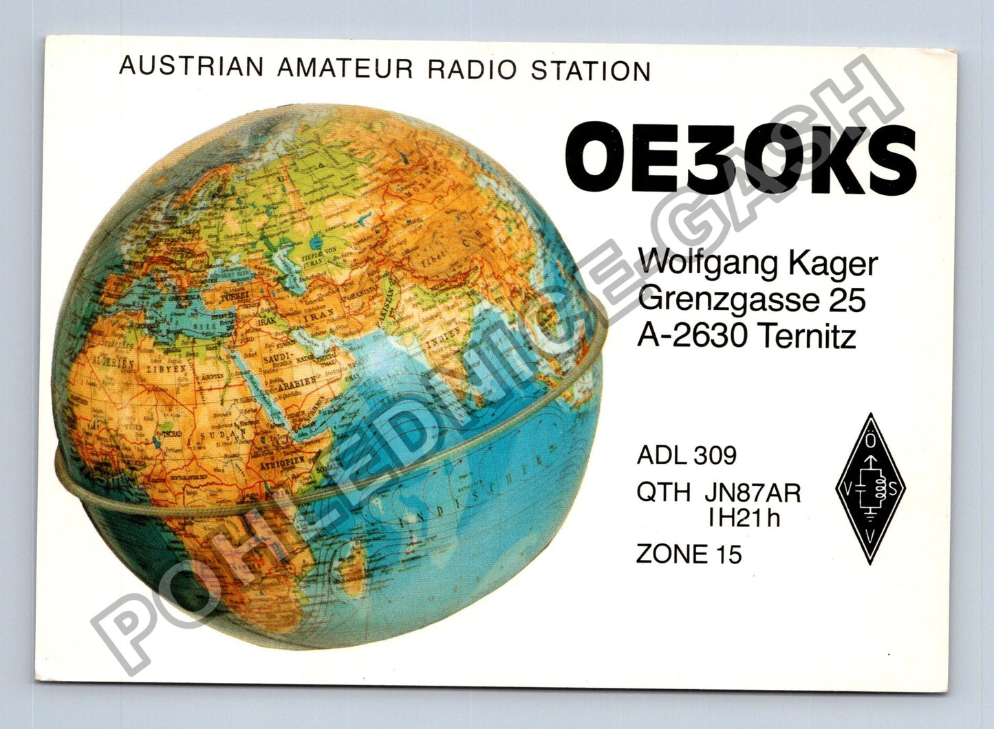 Starý Rakousko OE3OKS radioamatérská stanice Ternitz 1991 (M38729)