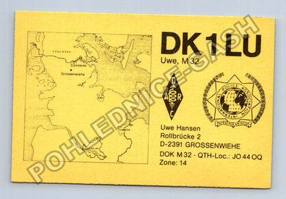 Starý Německo QSL karta DK1LU Grossenwiehe 1992 (M38735)