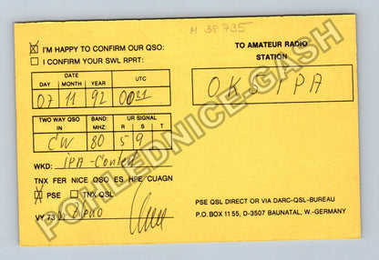 Starý Německo QSL karta DK1LU Grossenwiehe 1992 (M38735)