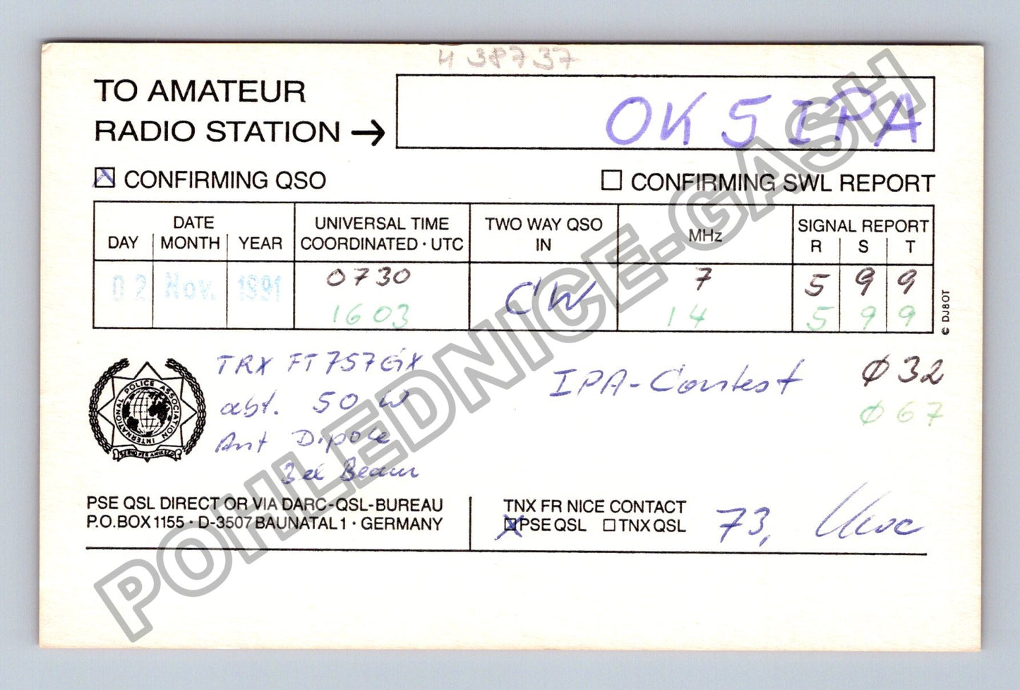 Starý QSL karta DL8KCG Amateur Radio Station (M38737)