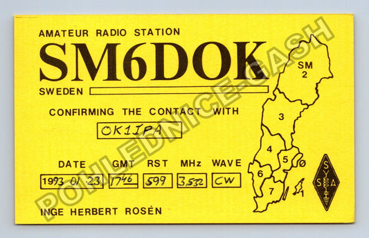 Starý Švédsko QSL karta SM6DOK OK1JPA (M38738)