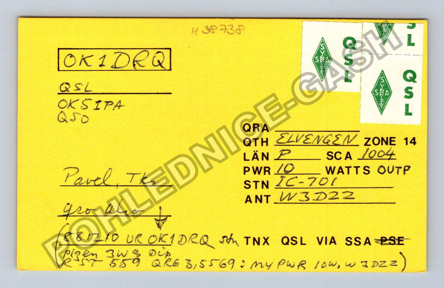 Starý Švédsko QSL karta SM6DOK OK1JPA (M38738)