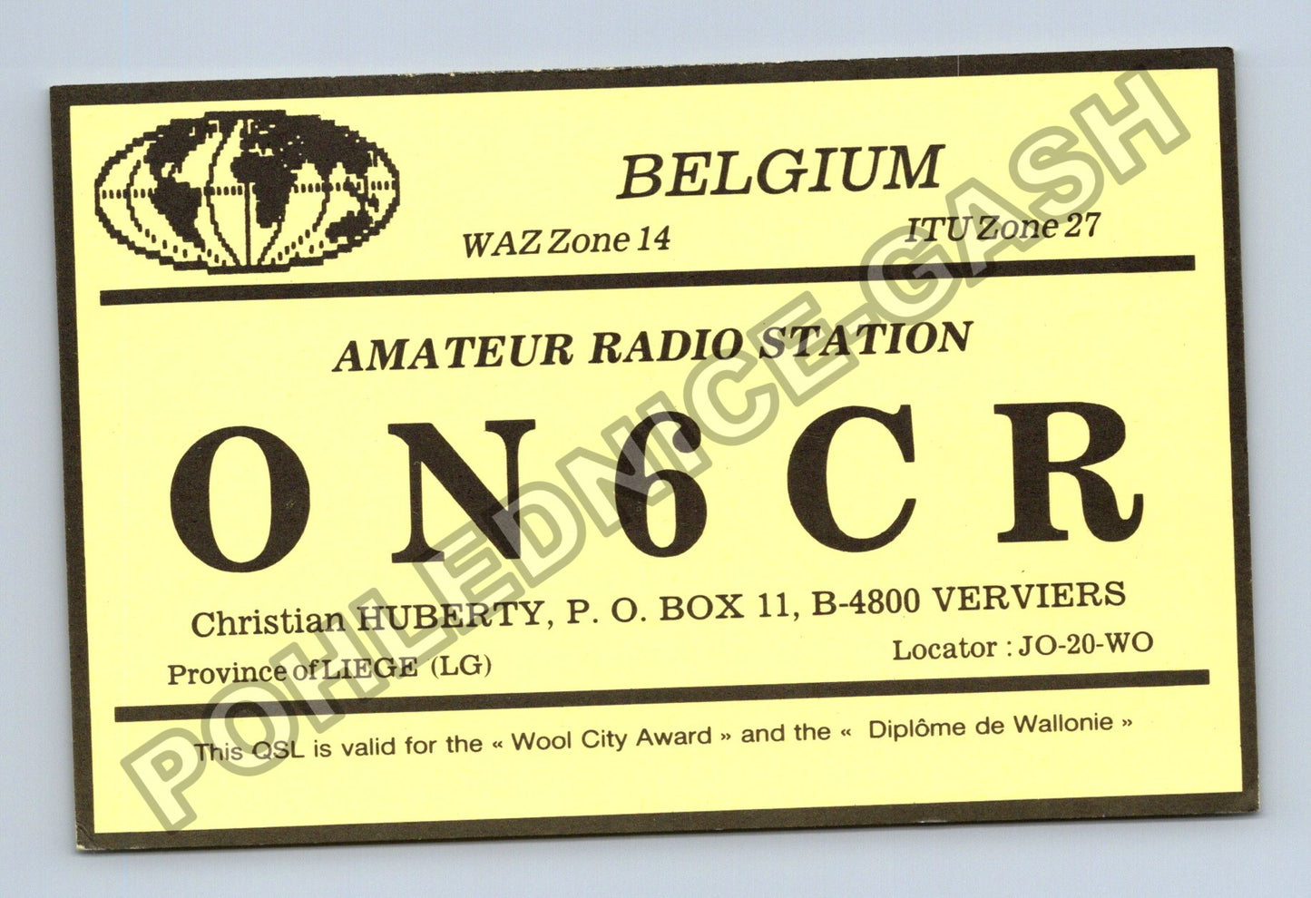 Starý Belgie QSL karta ON6CR Christian Huberty 1992 (M38743)