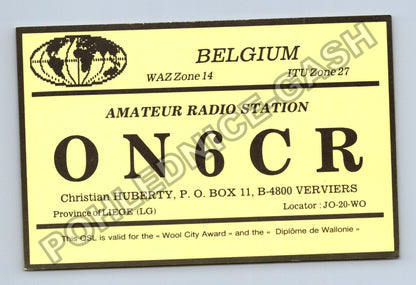 Starý Belgie QSL karta ON6CR Christian Huberty 1992 (M38743)
