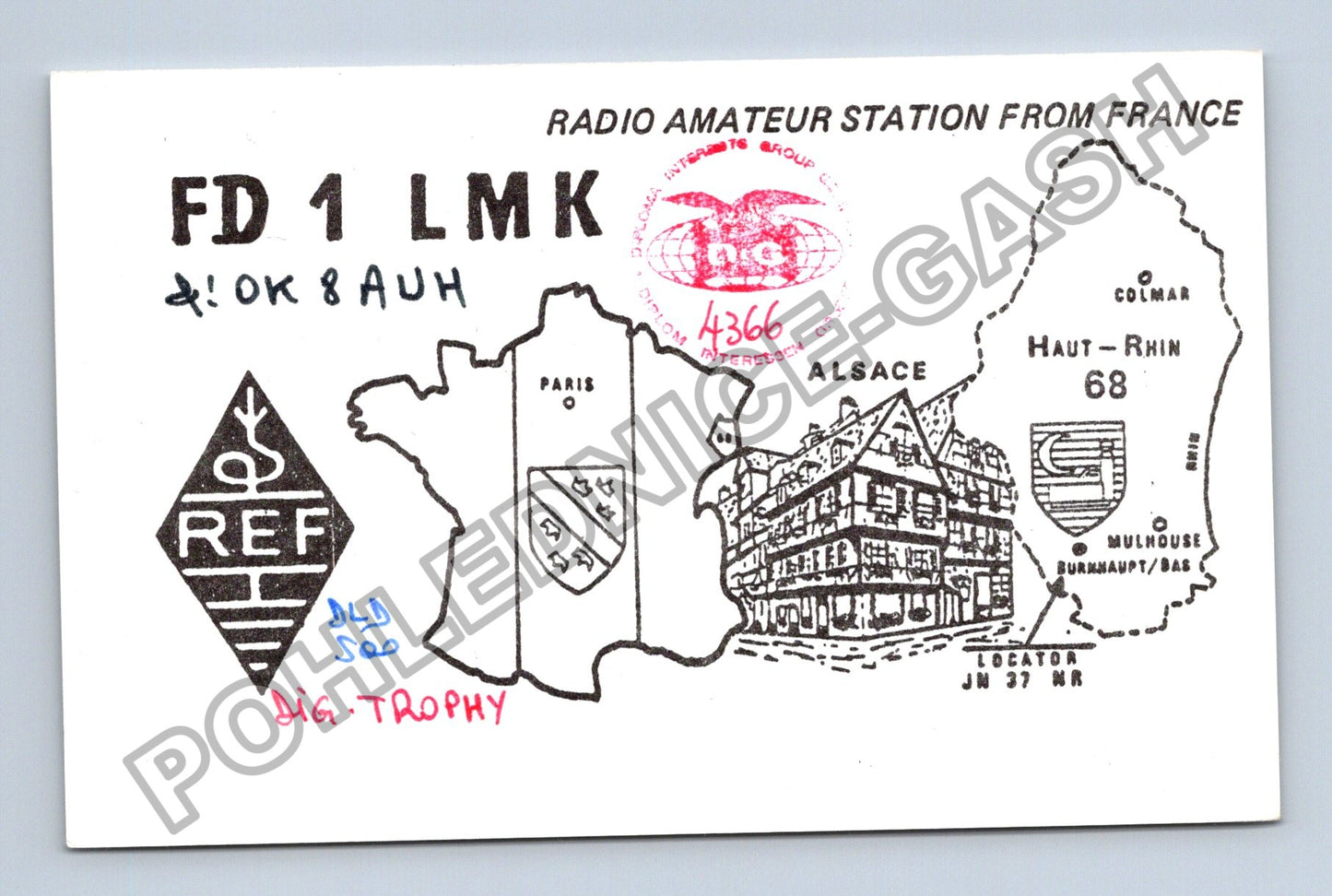Starý Francie Alsasko radioamatérská stanice 1992 (M38744)