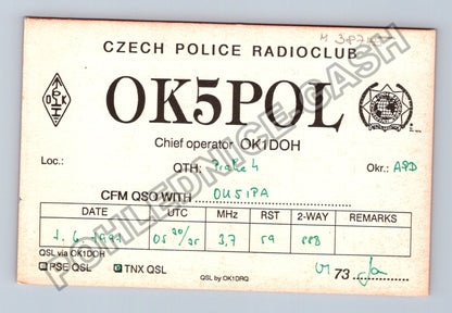Starý QSL lístek Czech Police Radioclub OK5POL (M38745)