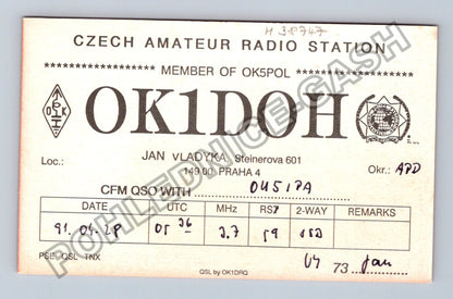 Starý ABV QSL lístek radioamatérská stanice OK1DOH 1991 (M38747)