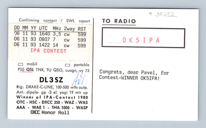 Německo QSL lístek radioamatérská stanice DL3SZ (M38752)