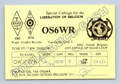 Starý Belgie Ostend Special Callsign OS6WR 1994 (M38753)