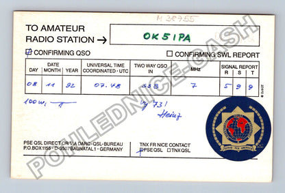 Starý Německo QSL karta radioamatérská stanice DL8UXF (M38755)