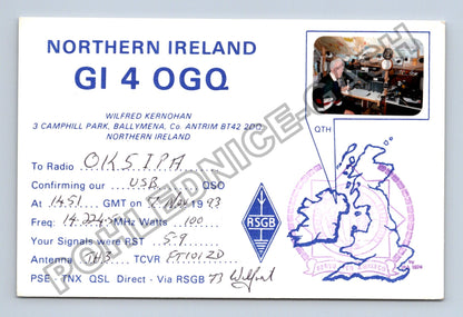 Pohlednice Northern Ireland GI4OGQ radioamatérská QSL karta (M38756)