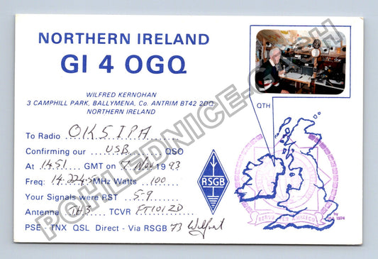 Pohlednice Northern Ireland GI4OGQ radioamatérská QSL karta (M38756)