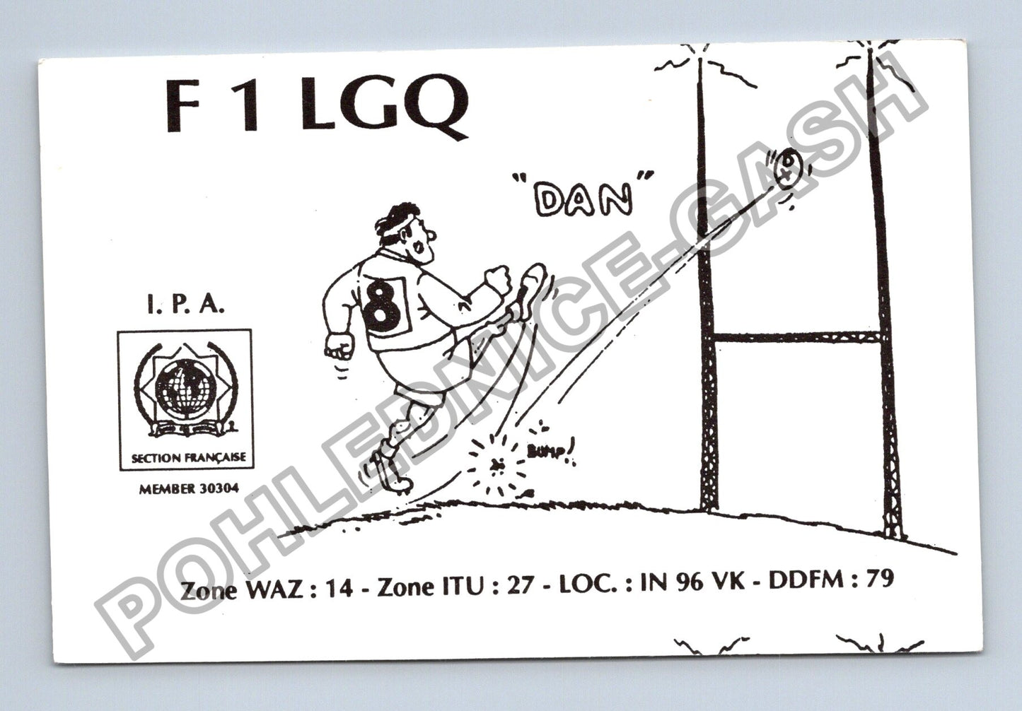 Starý Francie F1 LGQ radioamatérská QSL karta 1991 (M38765)
