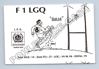 Starý Francie F1 LGQ radioamatérská QSL karta 1991 (M38765)