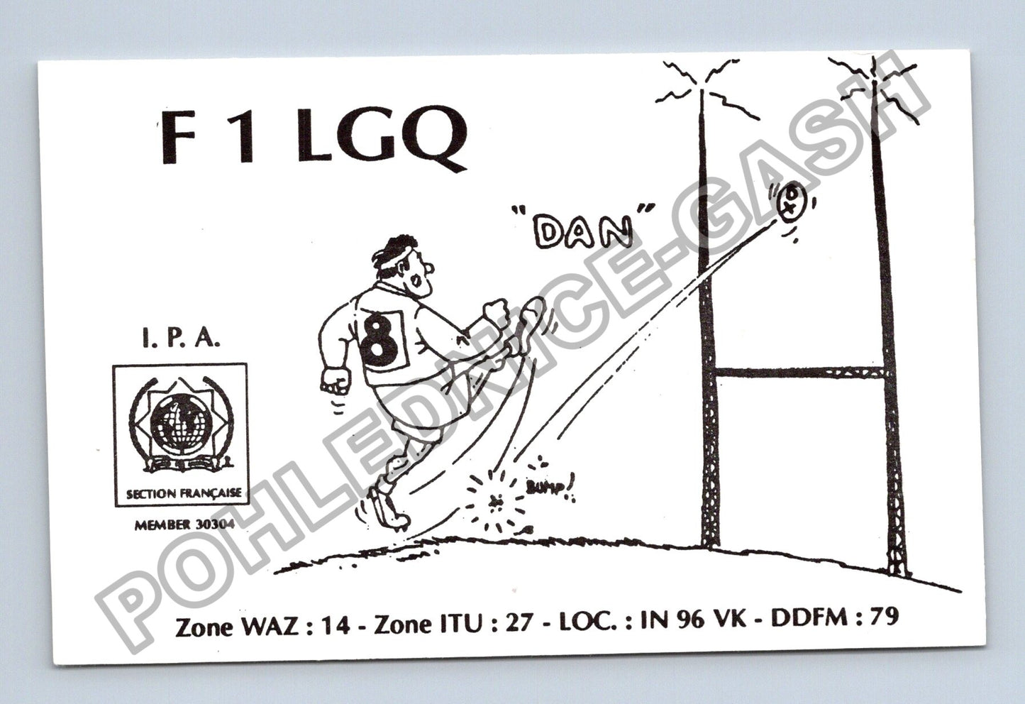 Starý Francie F1 LGQ radioamatérský QSL lístek 1991 (M38766)