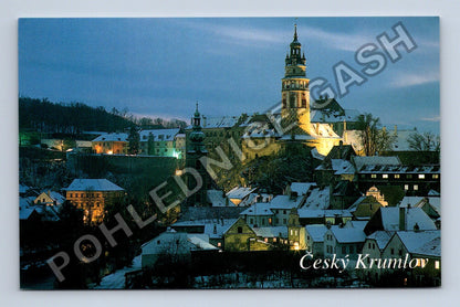 Pohlednice Český Krumlov zimní večerní pohled 1996 (M38770)