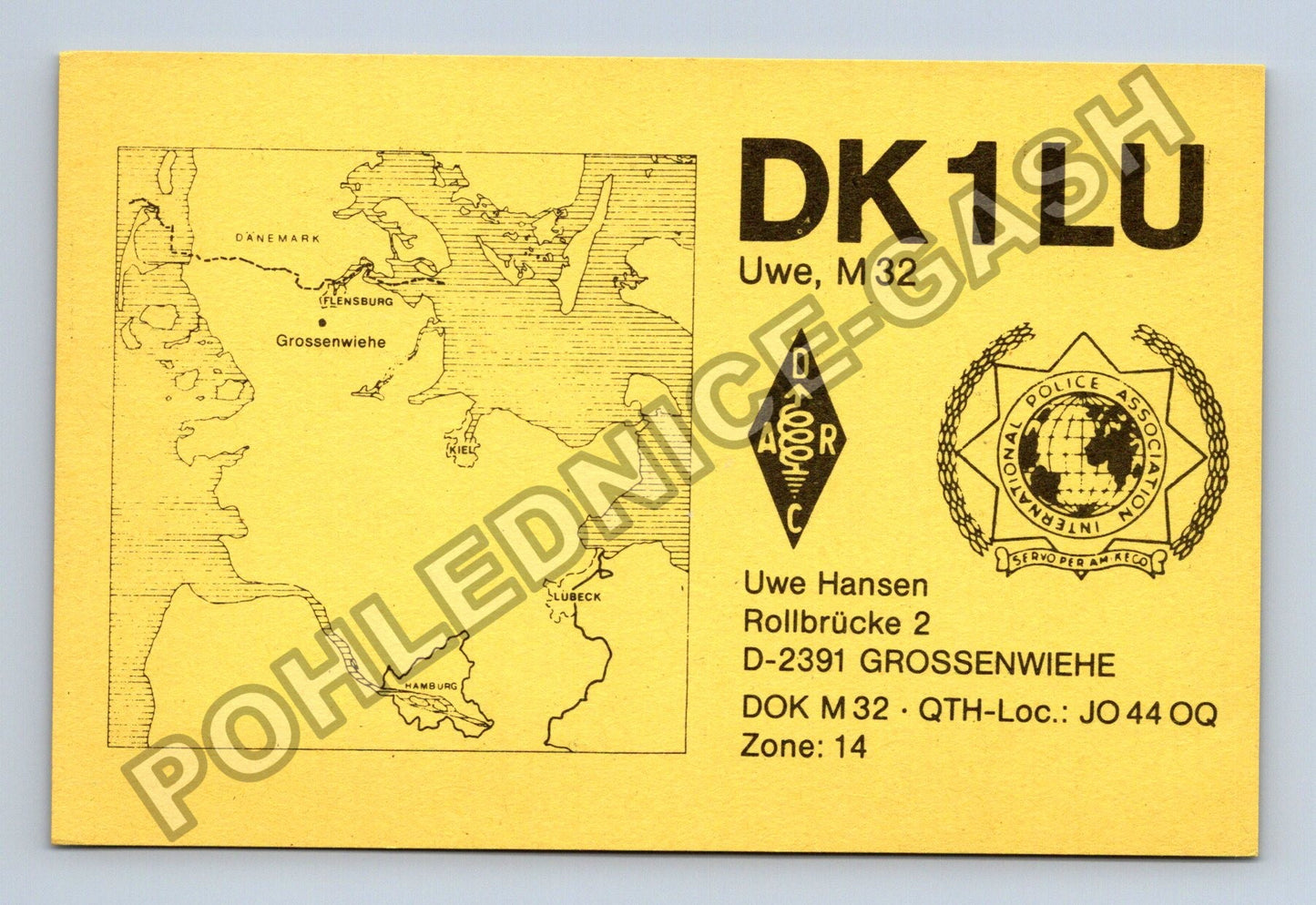Starý Německo Grossenwiehe QSL lístek 1992 (M38771)