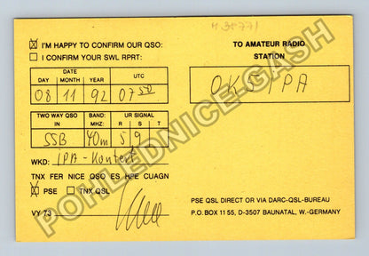 Starý Německo Grossenwiehe QSL lístek 1992 (M38771)