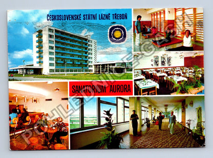 Pohlednice Třeboň Sanatorium Aurora koláž motivů 1985 (M38791)
