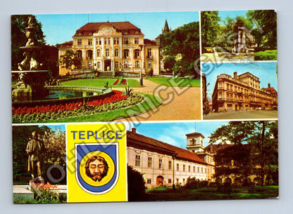 Pohlednice Teplice zámek lázně koláž motivů 1981 (M38793)