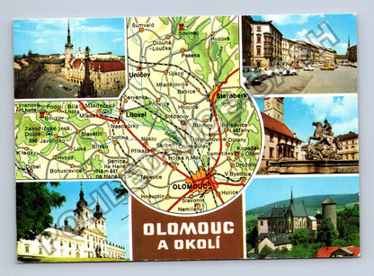 Pohlednice Olomouc a okolí mapa náměstí hrad Šternberk (M38798)