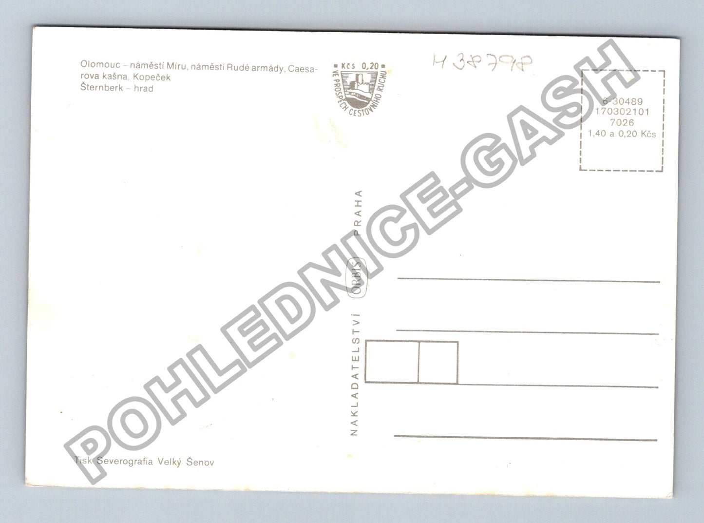 Pohlednice Olomouc a okolí mapa náměstí hrad Šternberk (M38798)