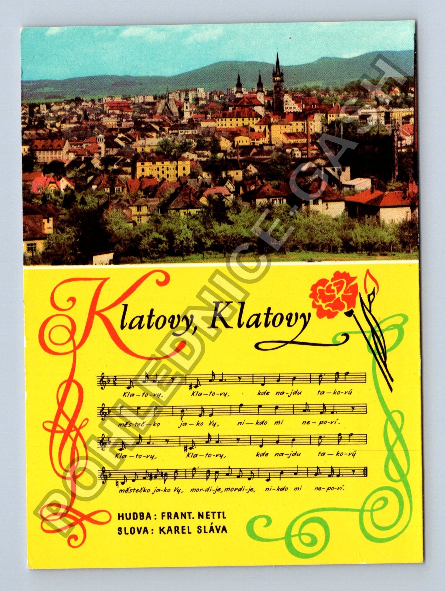 Pohlednice Klatovy panorama města a píseň (M38799)
