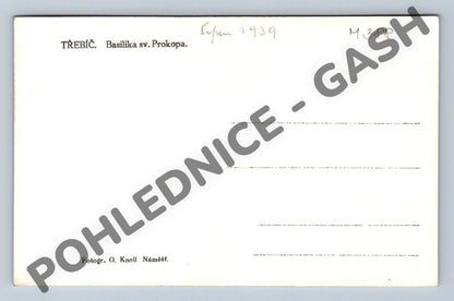 Pohlednice Třebíč bazilika sv Prokopa románský portál 1939 (M388)