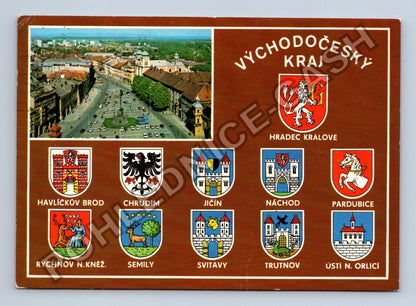 Pohlednice Východočeský kraj znaky měst 1984 (M38802)