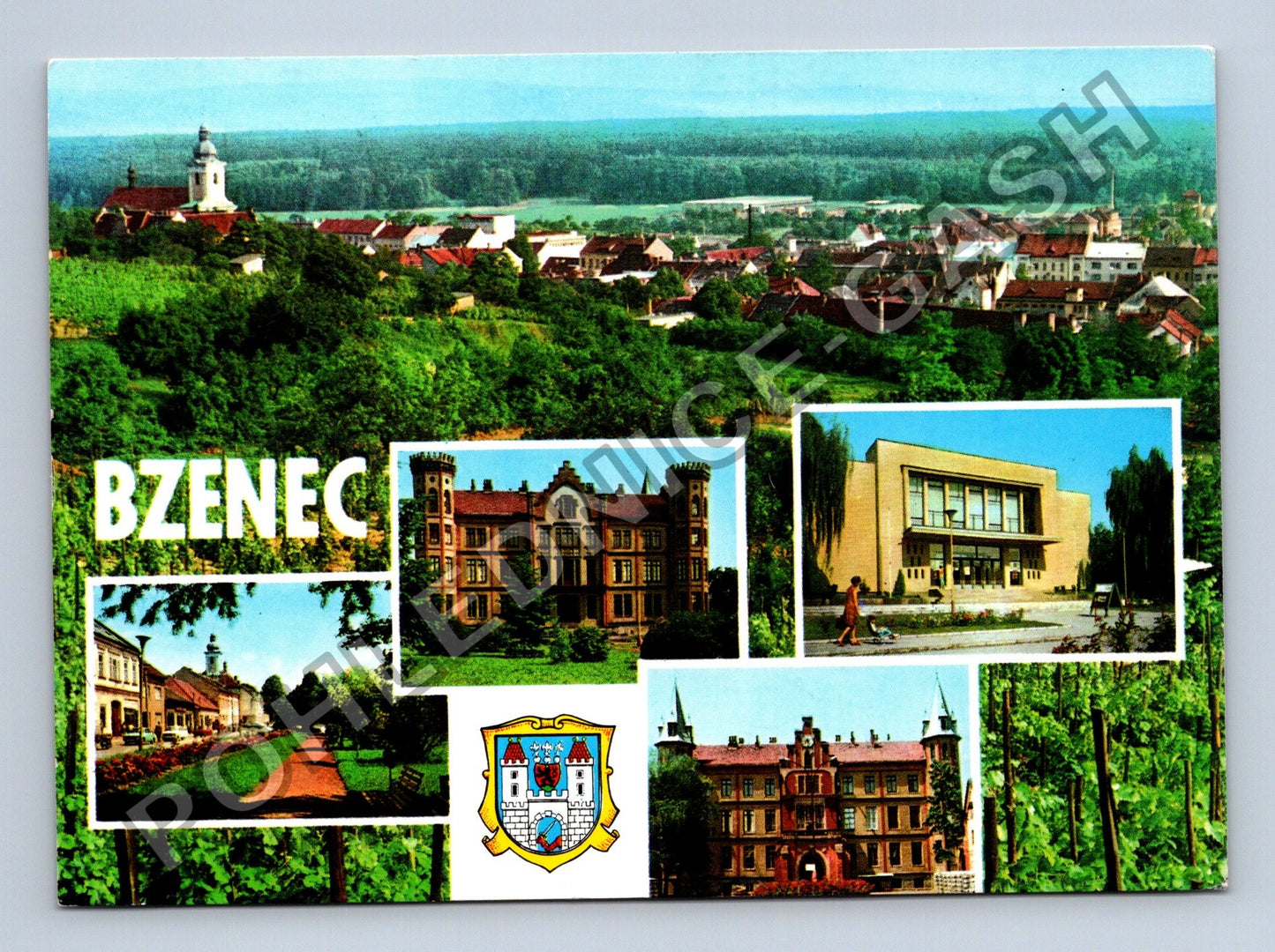 Pohlednice Bzenec zámek náměstí kostel (M38805)